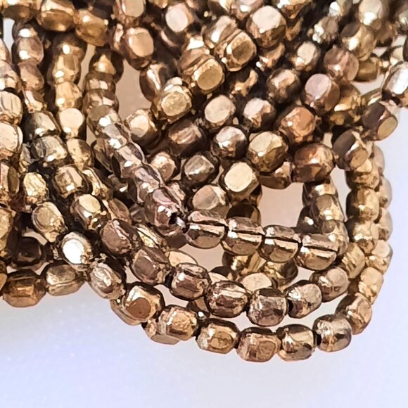 Chunky Brass Brutalist Braided Seed Bead Primitive Necklace Collar Choker Boho - Picture 6 of 12